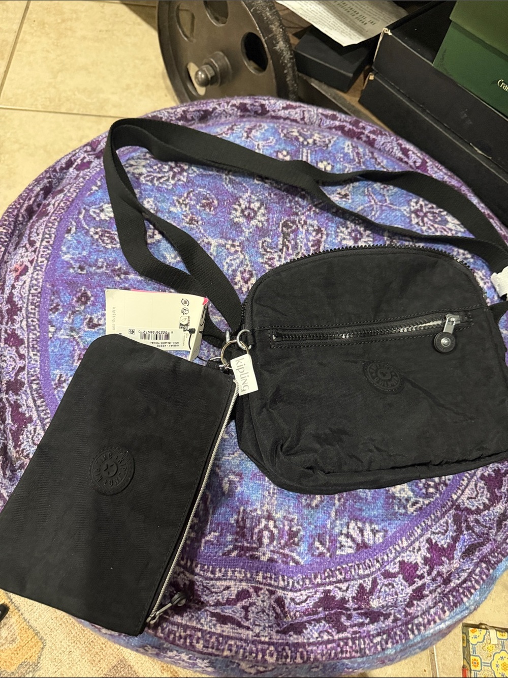 Kipling Black Nylon Crossbody with Matching Zip Wallet